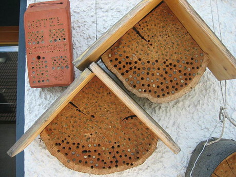 Ein Bienenhotel im Garten bietet Wildbienen Übernachtungsplätze für die einzeln lebenden Insekten und viele Niströhren für den Nachwuchs. (Foto: Stadt Siegen)