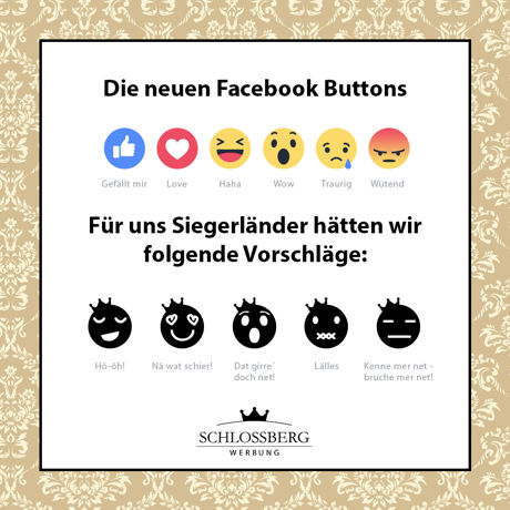 Die neuen "Facebook"-Buttons gibt's jetzt auch auf Siegerländer Art. Foto: Schlossberg Werbung GmbH