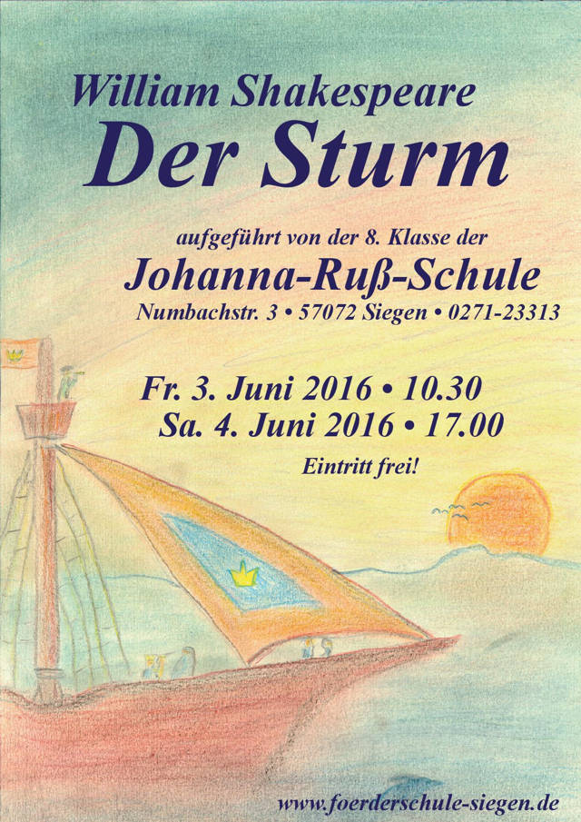 Shakespeares "Sturm" an der Johanna-Ruß-Schule. (Plakat: Veranstalter)